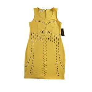 Nicki Minaj Dress Womens Large Yellow Studded Bodycon Sleeveless Stretch 2010s